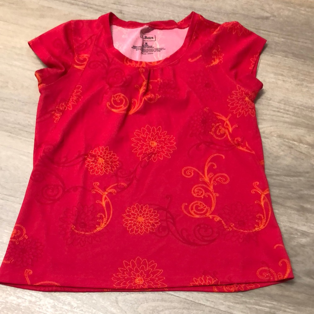 L.L. Bean Red and Orange Short Sleeve Tee